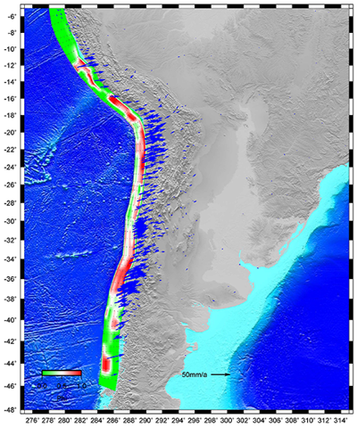 Locking distribution along the Nazca-Andean trench